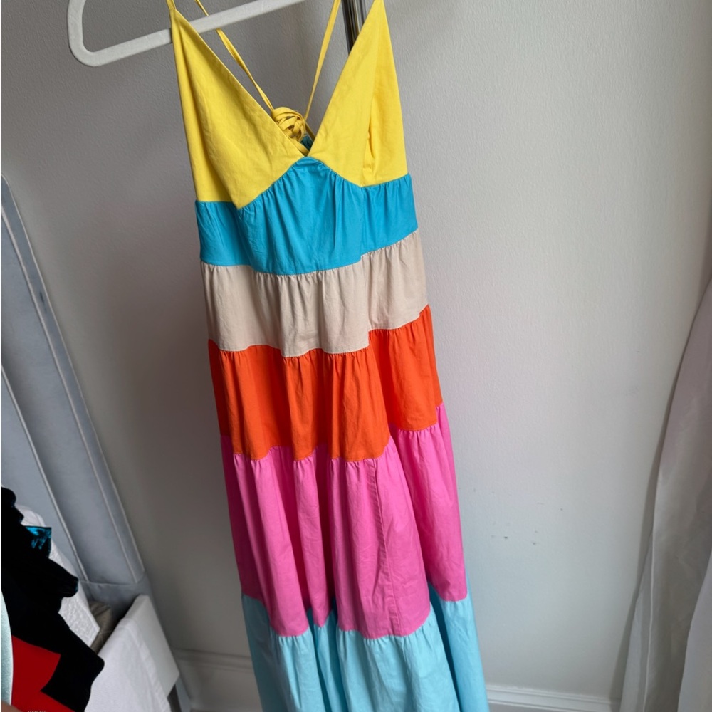 STAUD Yellow and Blue Dress